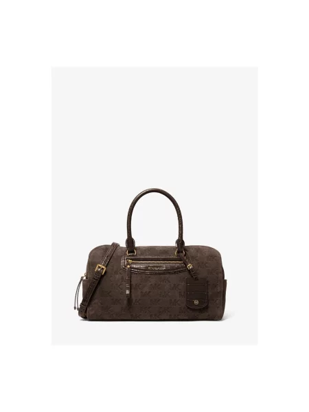 Semišová kabelka Michael Michael Kors hnedá