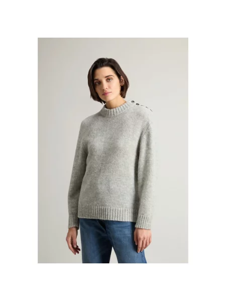 Sweter Woolrich wełniany szary