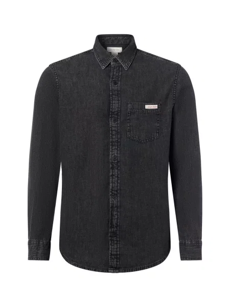 Calvin Klein Jeans koszula dżinsowa Mężczyźni Regular Fit szary jednolity S czarna