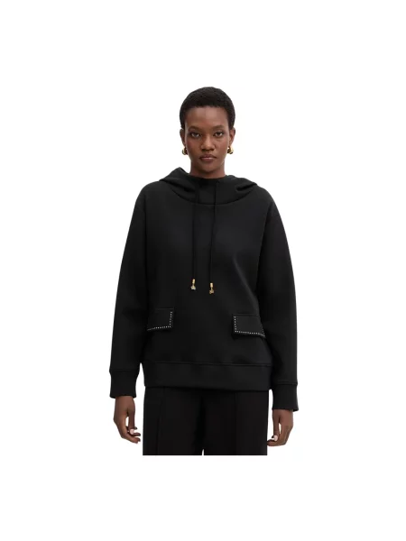 Bluza z kapturem Karl Lagerfeld z kapturem z ćwiekami czarna