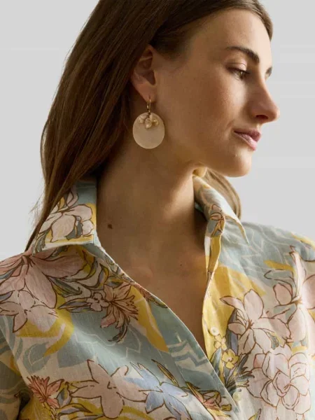 Bluzka lniana o kroju relaxed fit z czystego lnu z kwiatowym wzorem na całej powierzchni Lauren Ralph Lauren