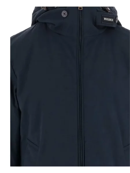 Palton Woolrich cu glugă albastru