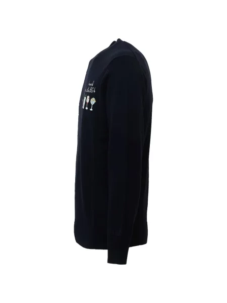 Pulover Mc2 Saint Barth cu broderie de lână albastru