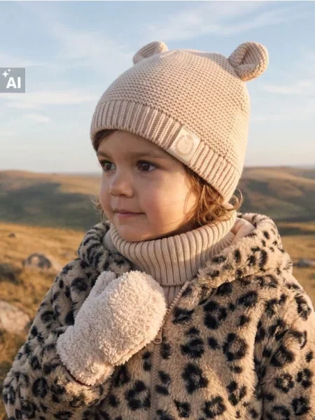 Sinsay Čepice beanie s oušky béžová
