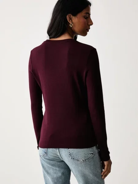 Bluzka z długim rękawem o kroju slim fit z czystej bawełny Tommy Hilfiger