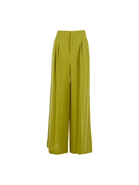 Lniane spodnie Twinset zielone