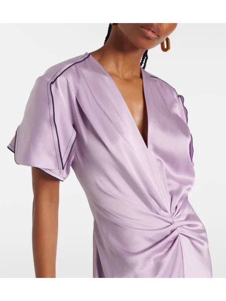 Rochie midi Victoria Beckham din satin până la genunchi de costum violet