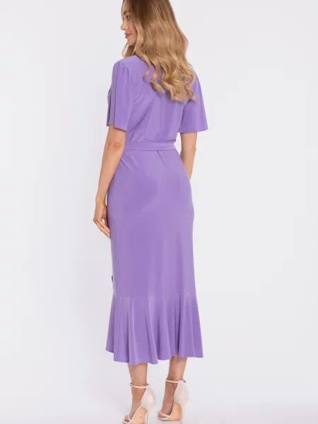 Rochie midi Made Of Emotion cu volane plic alb