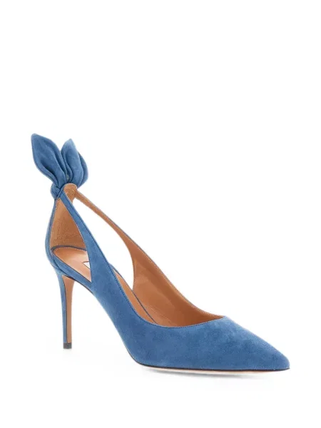 Papuci tip mules Aquazzura cu funde albastru