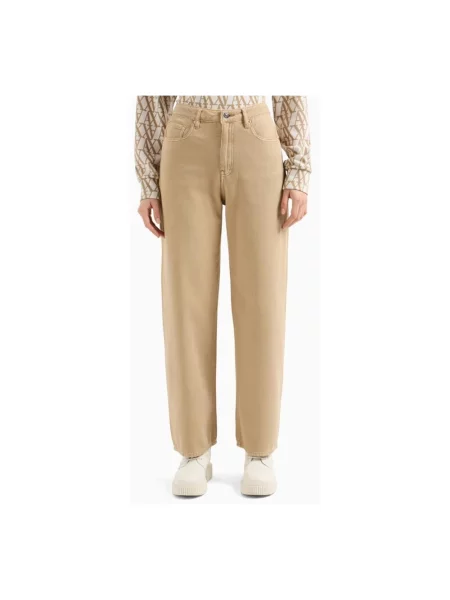 Szerokie jeansy Armani Exchange z paskiem brązowe