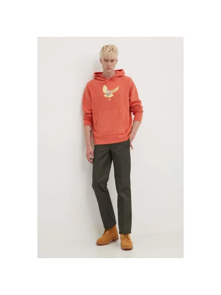 Bluza z kapturem Ksubi z kapturem pomarańczowa
