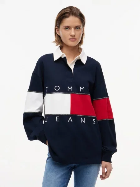 Tommy Jeans Bluza Kobiety niebieski|wielokolorowy S niebieska