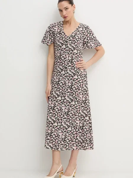 Шелковое макси платье Weekend Max Mara клеш черное