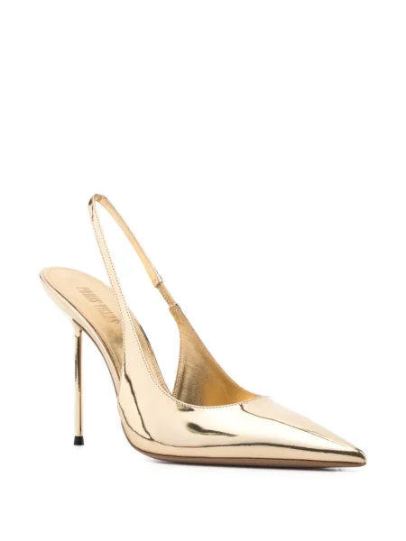 Pantofi cu toc Paris Texas slingback auriu