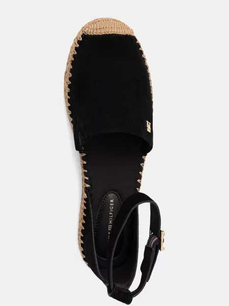 Tommy Hilfiger еспадрили с платформа дамски от велур TH PLATFORM ESPAD SUEDE STRAP черно