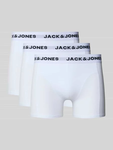 Obcisłe bokserki z elastycznym pasem w zestawie 3 szt. Jack & Jones białe