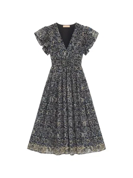 Rochie midi Ulla Johnson cu model floral cu imagine negru