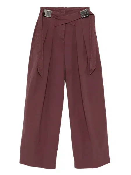 Pantaloni The Attico cu cataramă plisate roșu