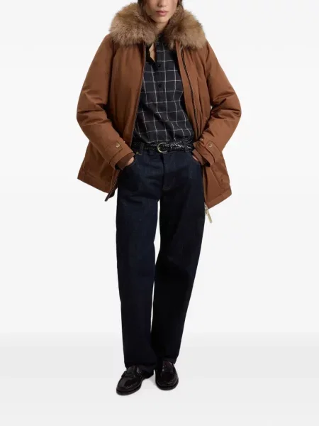 С яка кожух Woolrich с козина с връзки кафяво