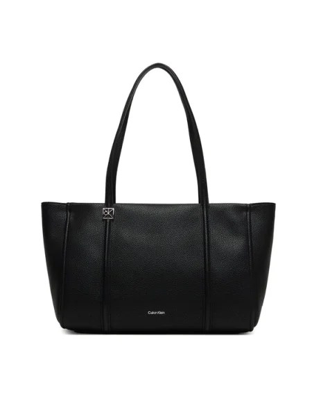 Geantă Calvin Klein Emblem Hw Pebble Tote negru