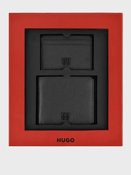 Кожаный кошелек Hugo черный