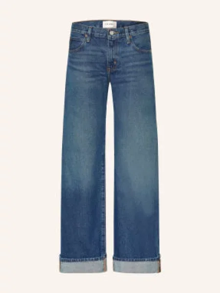 Frame Jeansy Wide Leg The Cuffed Low Bow blau