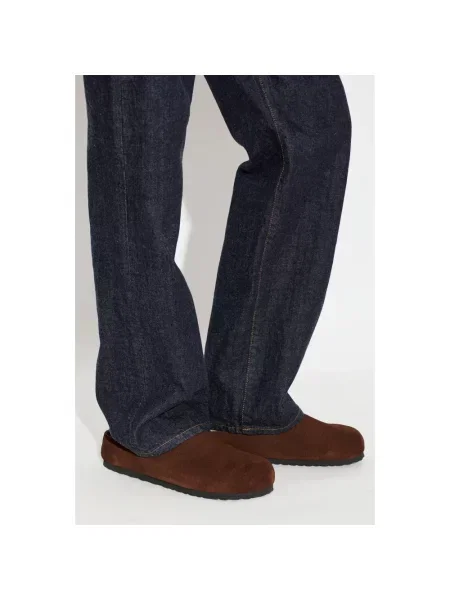 Klapki Birkenstock zamszowe brązowe
