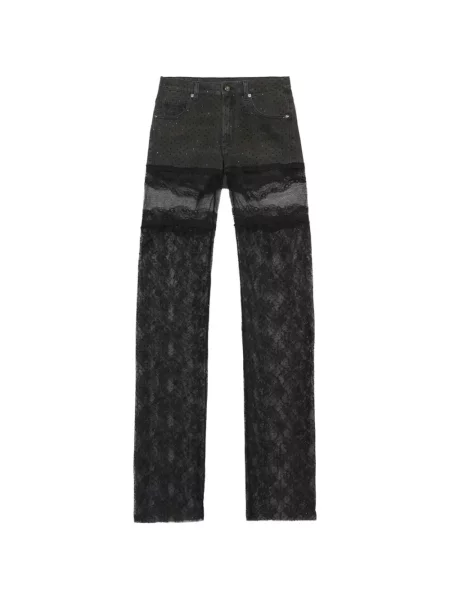Stras pantaloni Blumarine din dantelă negru