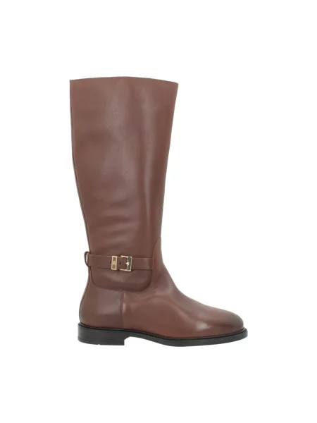 Cizme Tommy Hilfiger din piele cu cataramă maro