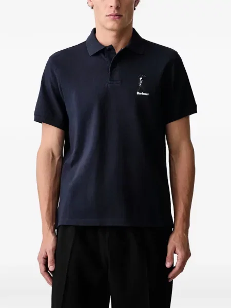 Tricou polo Barbour cu broderie albastru