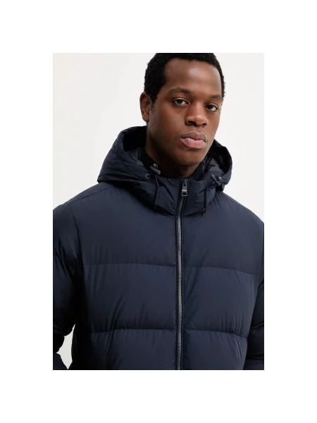 Bunda Tommy Hilfiger s kapucňou modrá