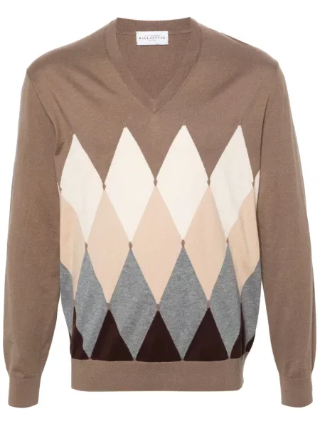 Pulover Ballantyne cu model argyle maro