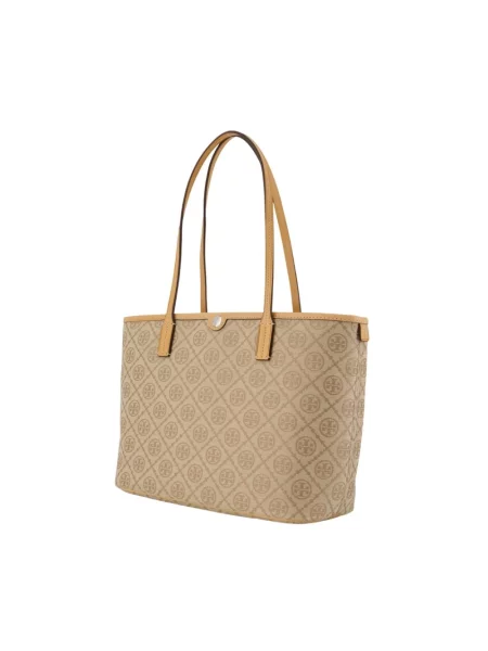 Shopperka Tory Burch skórzana beżowa