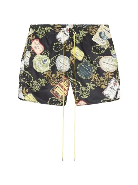Slip de baie Rhude cu imagine negru