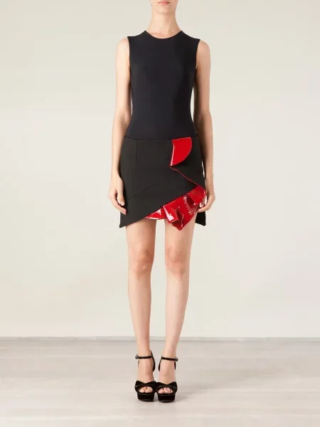 Fustă din piele Anthony Vaccarello negru