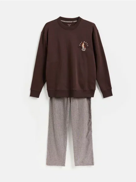 Reserved Pijama din două piese cu adaos de maro