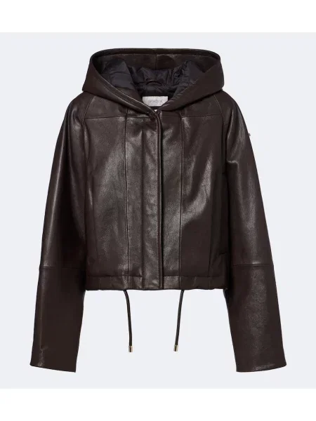 Geanta de piele Sportmax cu glugă maro