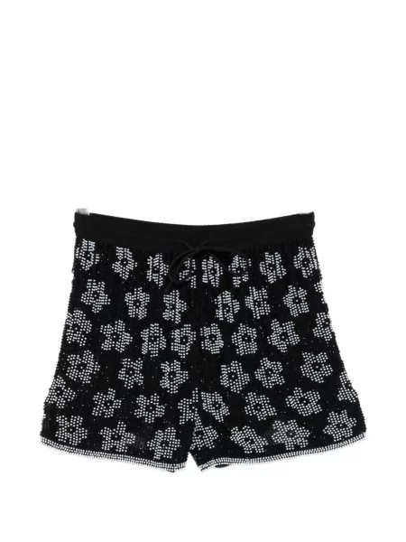 Pantaloni scurți Ashish cu paiete cu model floral negru