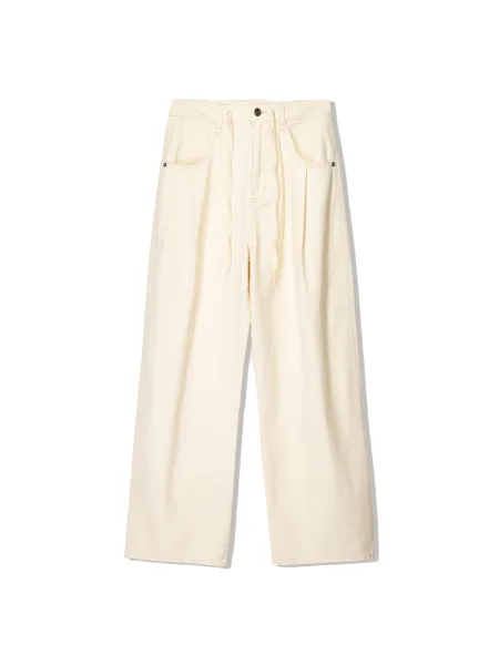 Bershka Hlače z naborki kremna
