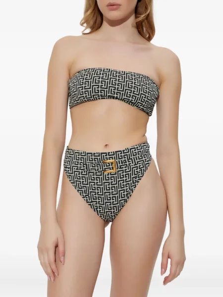 Bikini Balmain cu imagine cu imprimeu geometric negru