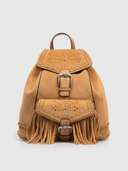 Замшевий рюкзак з бахромою Ermanno Scervino коричневий