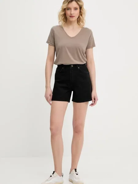 Джинсові шорти Answear Lab однотонна висока посадка чорний