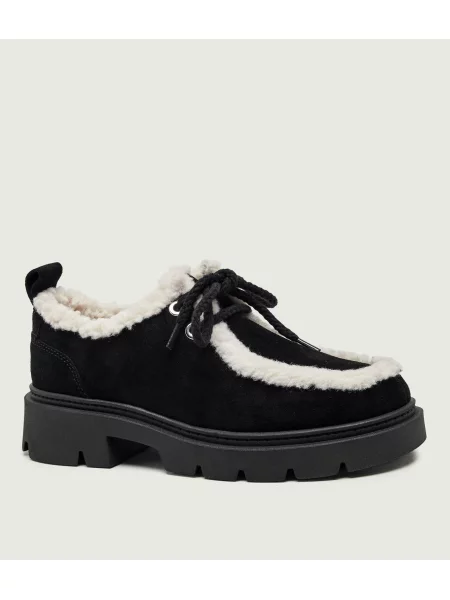 INUIKII Căptușite pantofi Mocabee Curly | shearling | piele întoarsă zamsz | cu adaos de lână negru