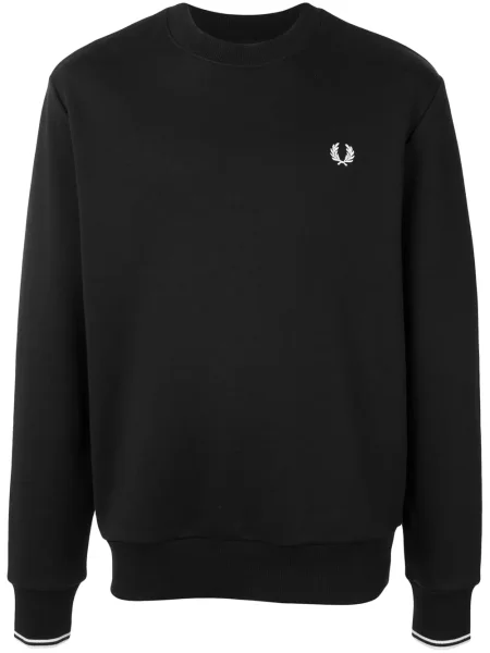 Hanorac crewneck Fred Perry cu broderie negru