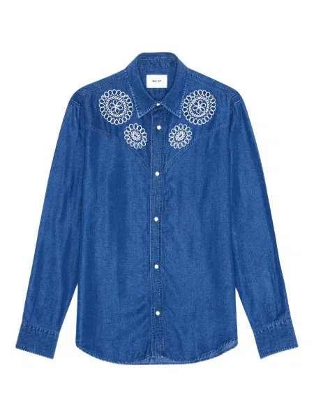 Риза Nn07 бродирана синьо