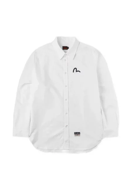 Keprová košile Evisu s potiskem bílá