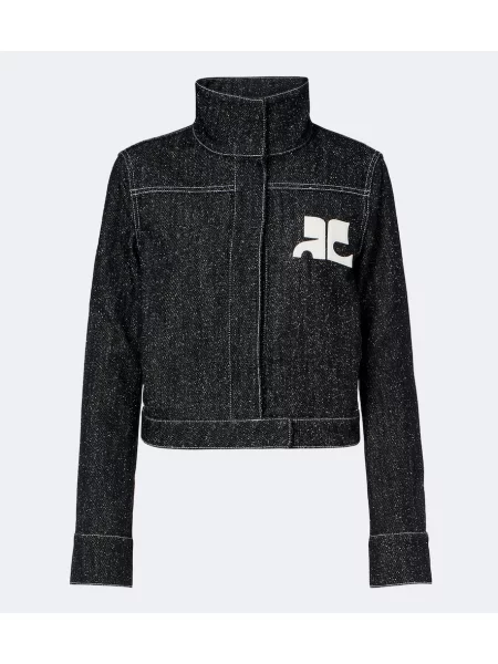 Geacă de blugi Courreges din tweed cu autograf negru