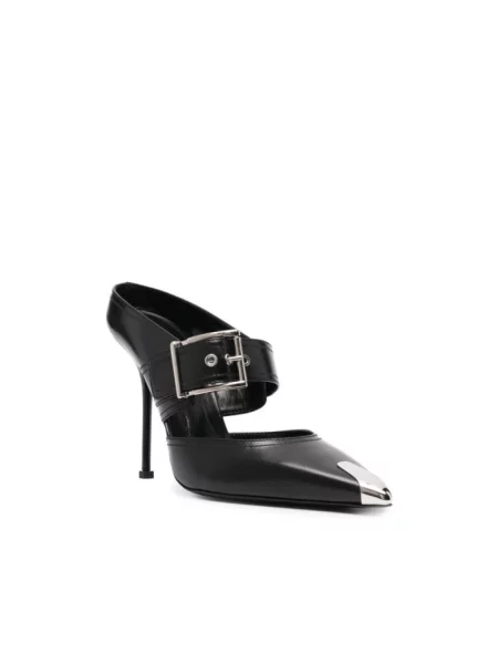 Klapki Alexander Mcqueen skórzane czarne