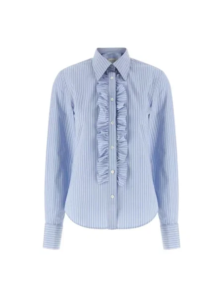 Koszula Ami Paris z falbankami z długim rękawem niebieska