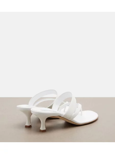 Chiloți tanga Manolo Blahnik din piele alb
